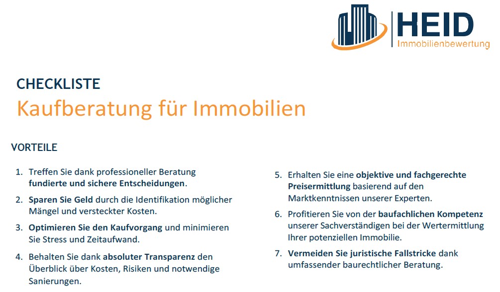 Checkliste - Das spricht für eine Kaufberatung für Immobilien